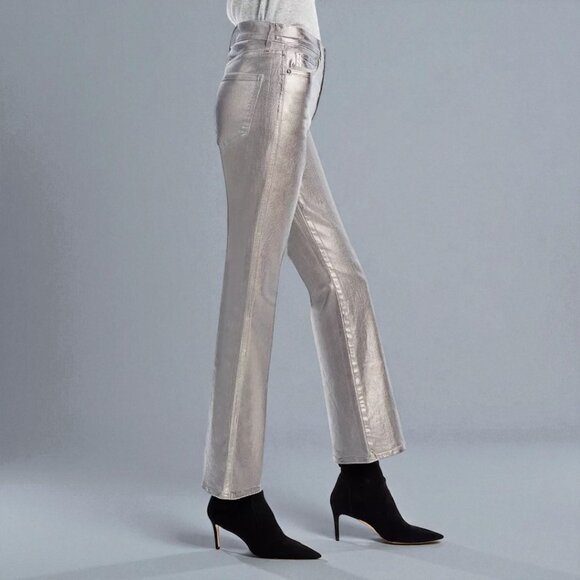 Veronic Beard Carson Metallic High Rise Flare Jeans in Light Gunmetal Size 30 - Picture 3 of 15